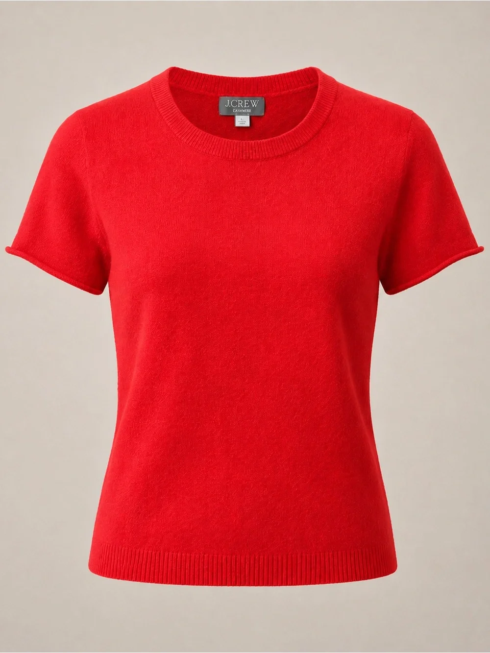 J.Crew 100% Cashmere Red Short Sleeve Crewneck Sweater Size L
